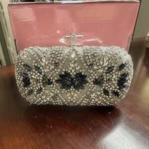 Silver and Montana Blue Crystal Bridal Clutch